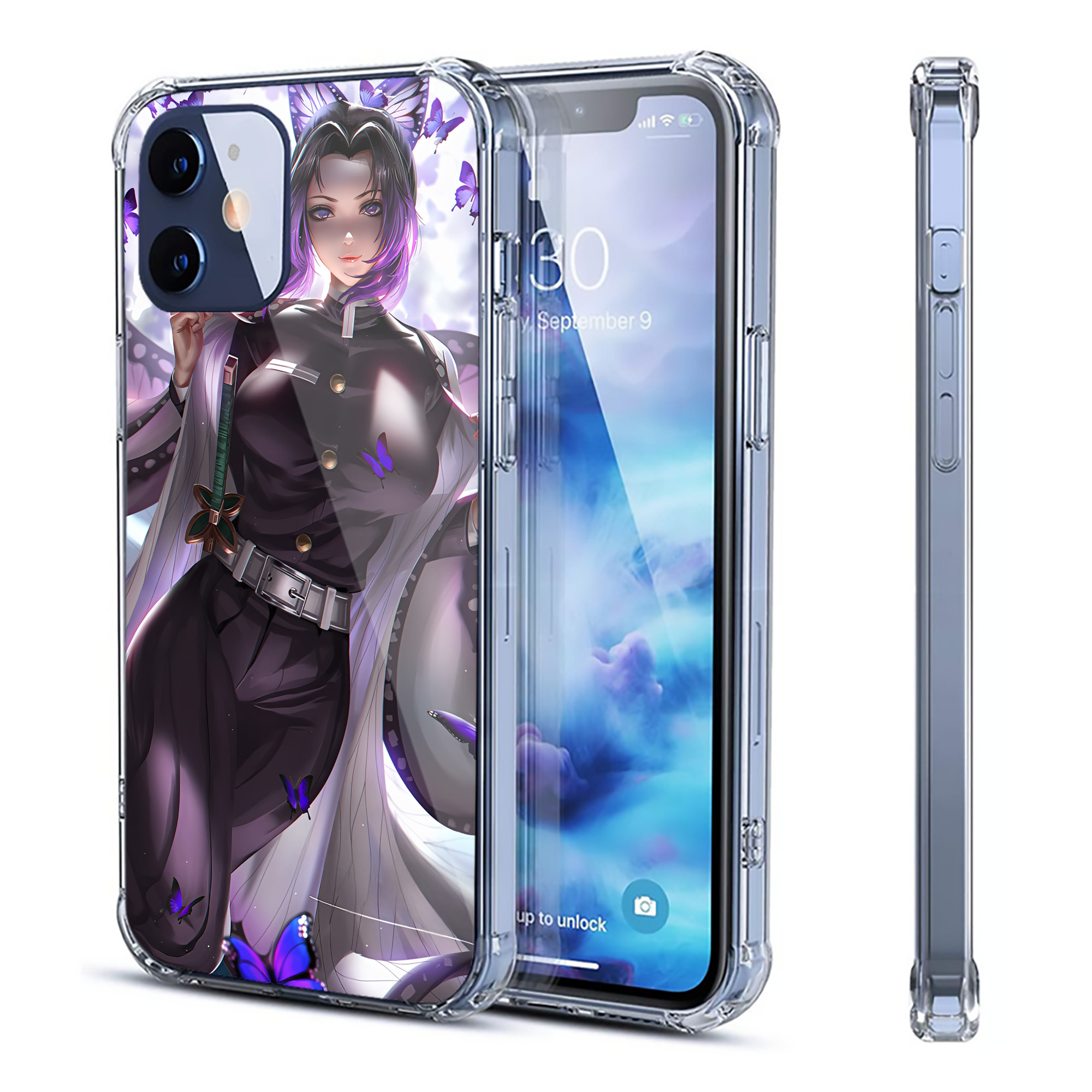（画像用） 鬼滅の刃（きめつのやいば）蟲柱-胡蝶 しのぶ／こちょう しのぶ Kochou Shinobu 【iPhone 12シリーズ対応】透明スマホケース（クリアソフトケース）